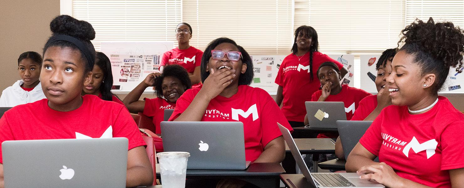 Boys and Girls Club members learning coding at maryville university
